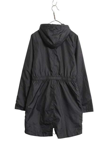 ノースフェイス ナイロン ロング パーカー ジャケット レディース S / アウトドア フルジップ モッズ コート マンパ ジャンパー フード 黒