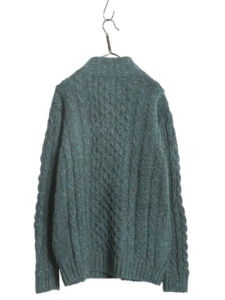 アイルランド製 エルエルビーン フィッシャーマン ニット セーター メンズ XL 古着 ウール アラン ハイネック プルオーバー 大きいサイズ