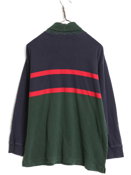 90s オールド ギャップ タートルネック ボーダー 長袖 Tシャツ メンズ M ロンT カットソー ストレッチ スムース コットン シングルステッチ