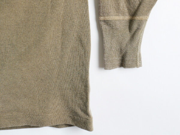 40's US ARMY コットン ウール クルーネック 長袖 サーマル Tシャツ (M程)
