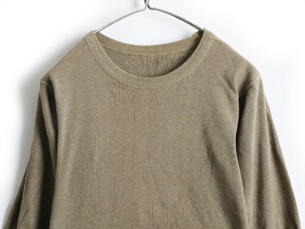 40's US ARMY コットン ウール クルーネック 長袖 サーマル Tシャツ (M程)