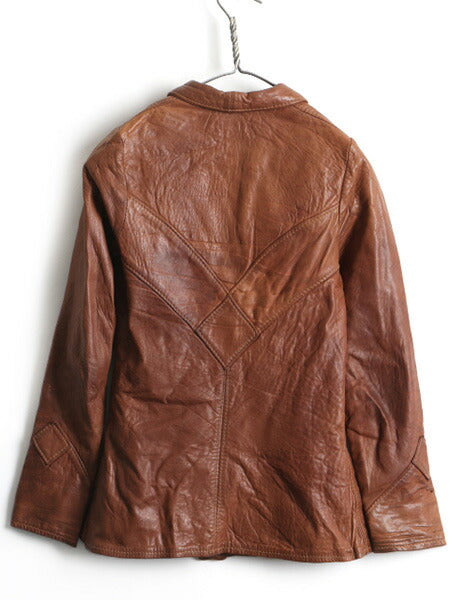 70's ビンテージ ■ OSHWAHKON オシュワコン 本革 レザー ジャケット ( レディース S 程) 古着 ライナー付き 革ジャン ブラウン テーラード