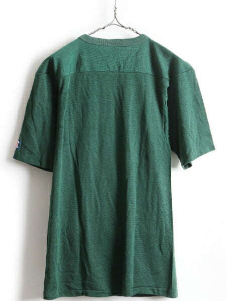 デッドストック 80's Champion コットン ナイロン Vネック フットボール Tシャツ (S)