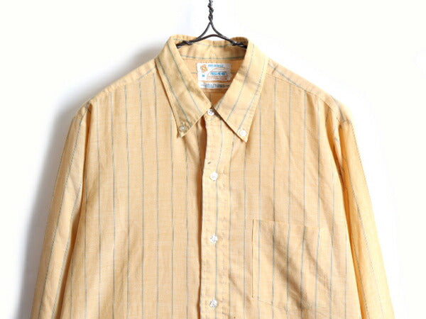 60's 70's BROOKDALE 3点留め ボタンダウン 長袖 ストライプ シャツ (M)