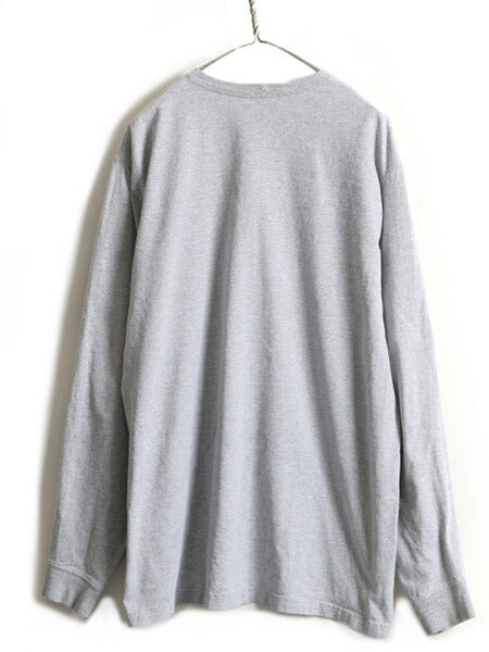 大きいサイズ XL ■ カーハート ポケット付き 長袖 Tシャツ ( メンズ ) 古着 CARHARTT ロンT ワンポイント クルーネック ポケT ロゴT 無地