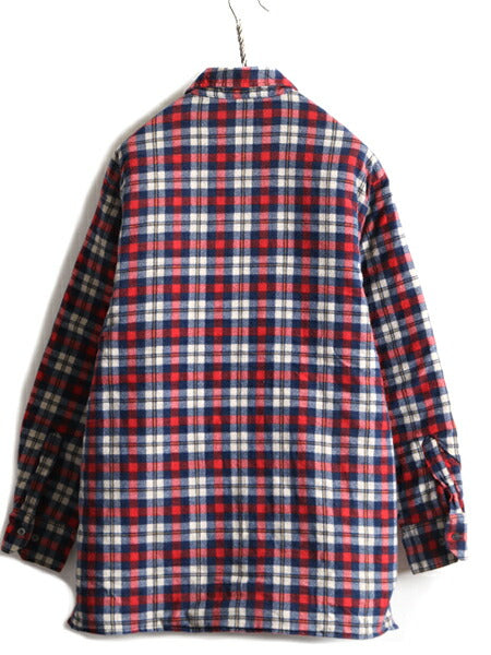 ■ GADDI 中綿 キルティング ライナー付き チェック 長袖 フランネル シャツ メンズ M / 古着 ジャケット ネルシャツ 長袖シャツ ボックス
