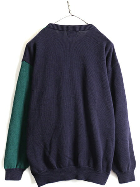 ■ COTTON TRADERS 絵柄 コットン ニット セーター メンズ L / 古着 90s オールド 90年代 ゴルフ ゴルファー クレイジー ビッグシルエット
