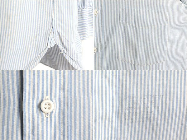50s USA製 ★ ARROW マチ付き バンドカラー ストライプ コットン 長袖 シャツ ( 14 メンズ S 程) 50年代 ビンテージ ポケット付き 2トーン