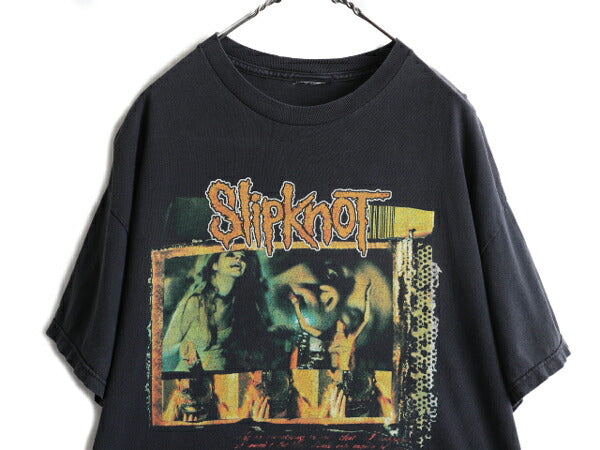 00s ★ スリップノット 両面 プリント Tシャツ ( メンズ XL 程) 00年代 オールド SLIPKNOT オフィシャル 当時物 バンド メタル ロック 黒
