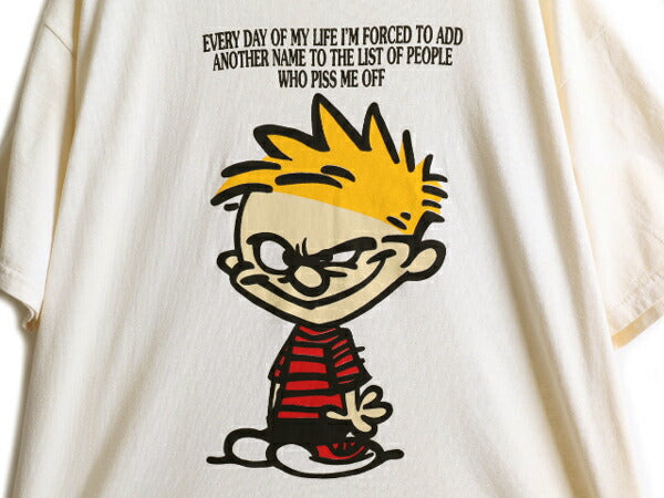 90s USA製 ★ カルビン & ホッブス プリント 半袖 Tシャツ メンズ XL / 90年代 オールド キャラクター メッセージ イラスト アメコミ 漫画