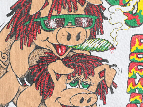 90s USA製 大きいサイズ 2X ★ アニマル エロ プリント Tシャツ メンズ XXL / 90年代 マリファナ アート ジョーク パロディー セックス 白