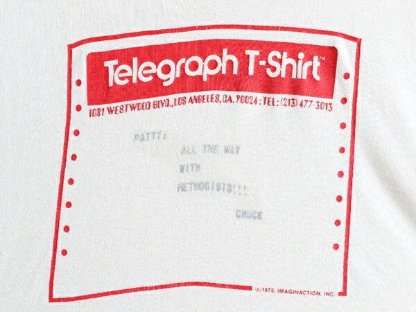 70s USA製 ★ 企業 メッセージ プリント Tシャツ ( L メンズ 小さめ M 程) 70年代 ビンテージ 当時物 コットン 白 HANES シングルステッチ