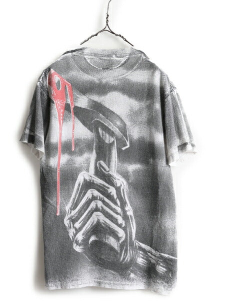 90s ★ アイアンメイデン オールオーバー プリント Tシャツ メンズ L / 90年代 IRON MAIDEN オフィシャル 当時物 バンド シングルステッチ