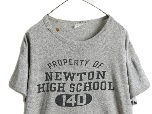 60s ビンテージ ★ チャンピオン プロダクツ 4段 染込み プリント Tシャツ メンズ L Champion USA製 カレッジ 霜降りグレー 杢灰 カプセル