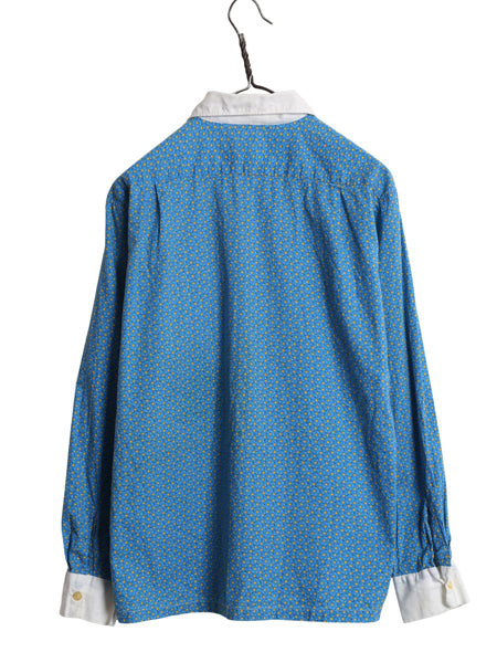 60s 70s ★ タウンクラフト 総柄 クレリック シャツ メンズ M / 古着 ヴィンテージ ぺニーズ コットン 長袖シャツ ポケット付き ボックス