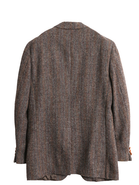 80s USA製 ハリスツイード テーラード ジャケット メンズ M 程/ ヴィンテージ ブレザー ウール ツイード トラッド ストライプ マルチカラー