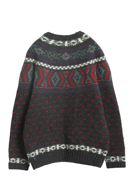 80s ウールリッチ ノルディック ニット セーター メンズ M / 旧タグ ヴィンテージ ウール バーズアイ 丸ヨーク 求心柄 総柄 マルチカラー