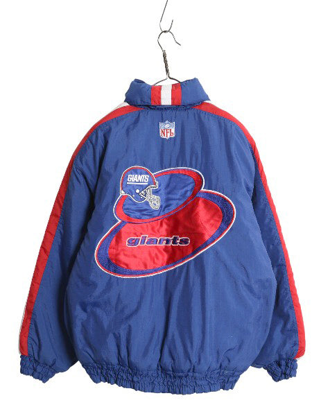 90s ジャイアンツ フード付き 中綿 ナイロン ジャケット メンズ M / オールド NFL オフィシャル スタジャン アメフト ブルゾン フルジップ