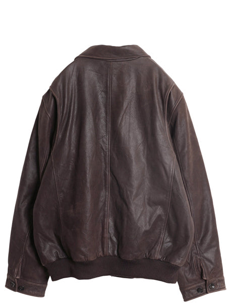 00s エディ―バウアー 本革 レザー ダウン ジャケット メンズ XL 古着 オールド 革ジャン G-1 タイプ フライト ミリタリー 大きいサイズ 茶