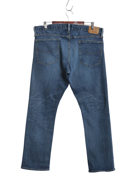 ポロ ラルフローレン デニム パンツ 実寸 37 29 / ヴィンテージ 加工 ジーンズ ジーパン スリム ストレート ストレッチ コットン 革パッチ