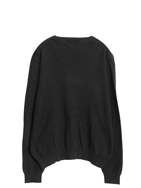 00s ポロ ラルフローレン ニット セーター メンズ L / オールド 長袖ニット 高級 100% ピマ コットン ワンポイント Vネック ハイゲージ 黒