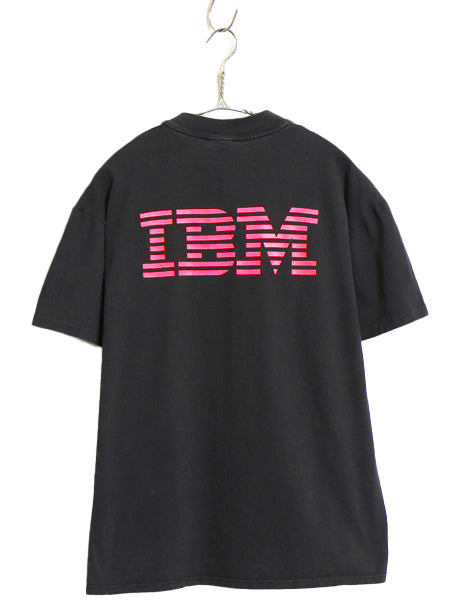 90s ★ アップル x IBM 企業 ロゴ プリント Tシャツ メンズ M 程/ 古着 オールド 当時物 グラフィック コンピューター シングルステッチ 黒