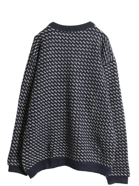 80s ノルウェー製 エルエルビーン バーズアイ ニット セーター メンズ XXL ヴィンテージ ウール ノルディック 総柄 ツートン 大きいサイズ