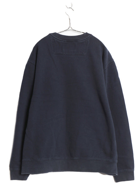 エルエルビーン ロゴ 刺繍 スウェット メンズ XL / アウトドア トレーナー クルーネック 裏起毛 前V ヘビーウェイト 大きいサイズ ネイビー