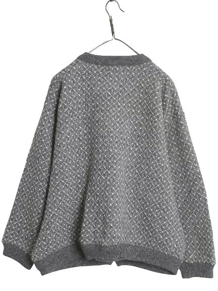 90s ノルウェー製 エルエルビーン バーズアイ ニット カーディガン レディース XL / オールド ウール セーター 前開き 羽織り 大きいサイズ