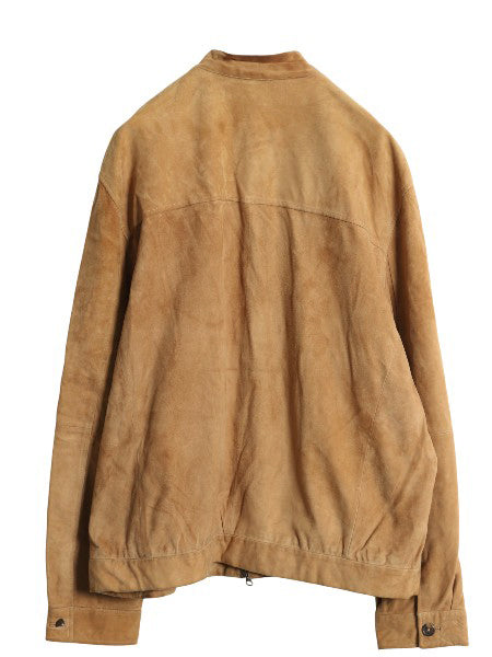 ブルックスブラザーズ 本革 スウェードレザー ジャケット メンズ M 革ジャン フルジップ ブルゾン ジャンパー ライナー付き ライダース 茶