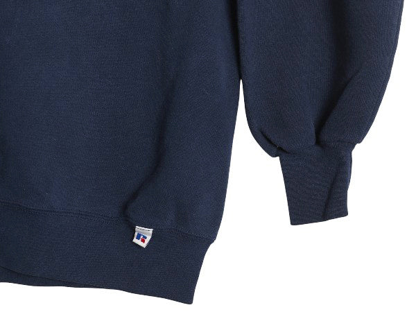 90s USA製 ラッセル カレッジ プリント スウェット メンズ XXXL / オールド トレーナー 裏起毛 前V クルーネック 大きいサイズ トップス 紺