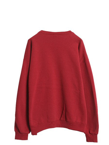 90s ラッセル 無地 スウェット メンズ レディース XL / オールド トレーナー 前V 裏起毛 大きいサイズ ワンポイント ブランク バーガンディ