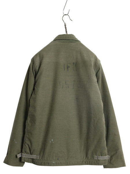 80s ★ 米軍実物 USN ネイビー A-2 デッキ ジャケット メンズ M 程 89年製 ヴィンテージ NAVY ミリタリー 軍物 裏ボア ブルゾン ステンシル