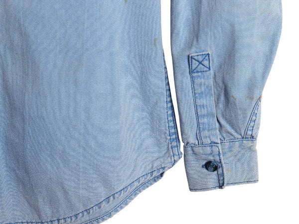 70s 白タグ ★ パタゴニア コットン キャンバス 長袖 ワーク シャツ メンズ M / 古着 ヴィンテージ デカタグ ポケット付き 無地 アウトドア