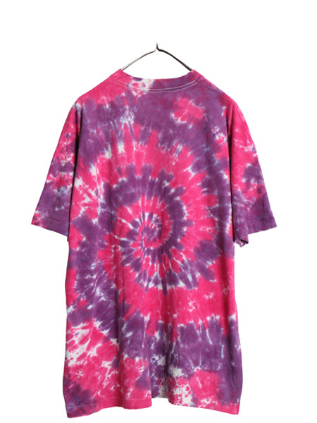 90s USA製 タイダイ 染め 半袖 Tシャツ メンズ XL オールド コットン カットソー トップス シングルステッチ マルチカラー 大きいサイズ