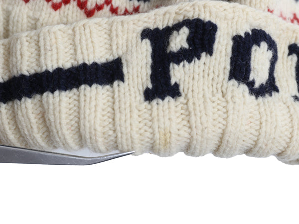 90s ポロ ラルフローレン ボンボン付き ニット キャップ フリーサイズ / オールド ウール 絵柄 ワッチ ビーニー バーズアイ ノルディック