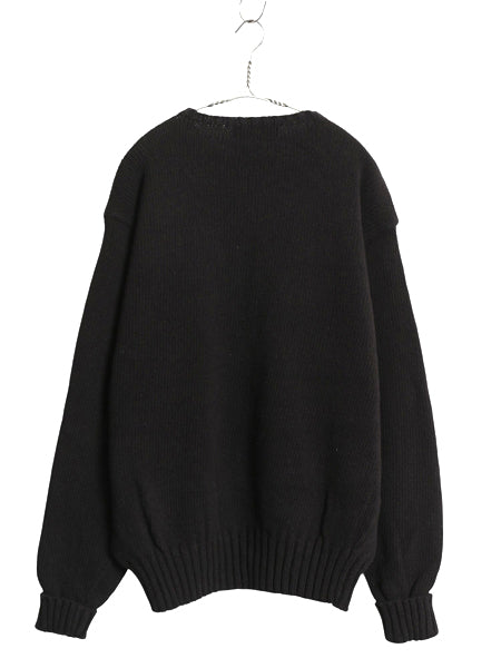 90s ポロ ラルフローレン コットン ニット セーター メンズ XXL オールド 長袖ニット ワンポイント クルーネック シンプル 大きいサイズ 黒