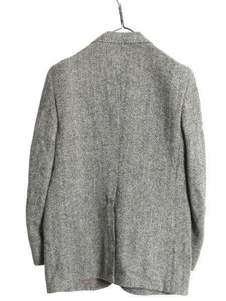 80s USA製 ハリスツイード テーラード ジャケット メンズ M 程/ ヴィンテージ ブレザー ウール ツイード ヘリンボーン トラッド ストライプ