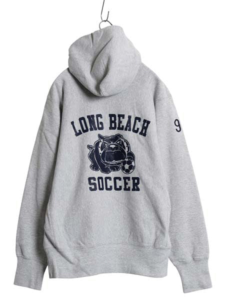 90s USA製 キャンバー スウェット フード パーカー メンズ M / オールド トレーナー プルオーバー 裏起毛 ドッグ 刺繍 バックプリント 厚手