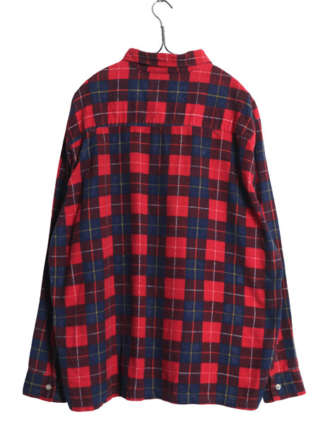 60s 70s N&N XI EAST チェック プリント 長袖 フランネル シャツ メンズ XL ヴィンテージ 100% コットン ネルシャツ プリネル 大きいサイズ