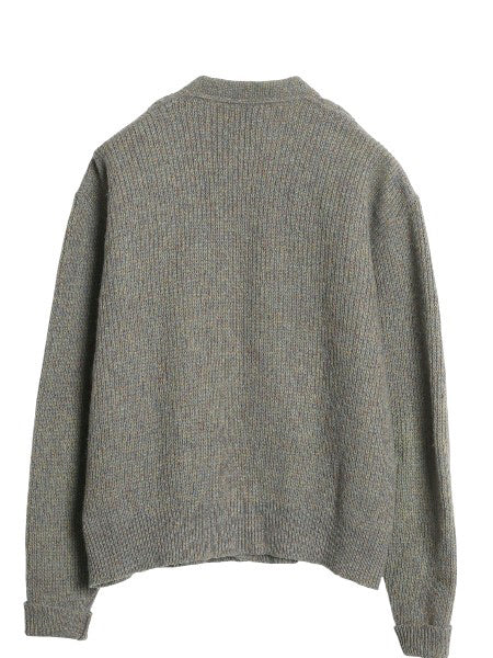 60s ニット カーディガン メンズ M 小さめ S 程 ヴィンテージ ウール セーター 前開き 重ね着 ケーブル 洗濯可能 シンプル トップス カーキ