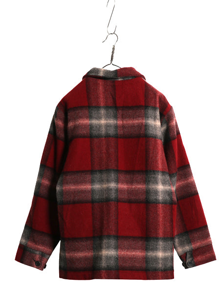 80s USA製 ウールリッチ チェック ウール ジャケット メンズ M / ヴィンテージ 裏 ボア パイル フリース フルジップ ブルゾン メイシーズ