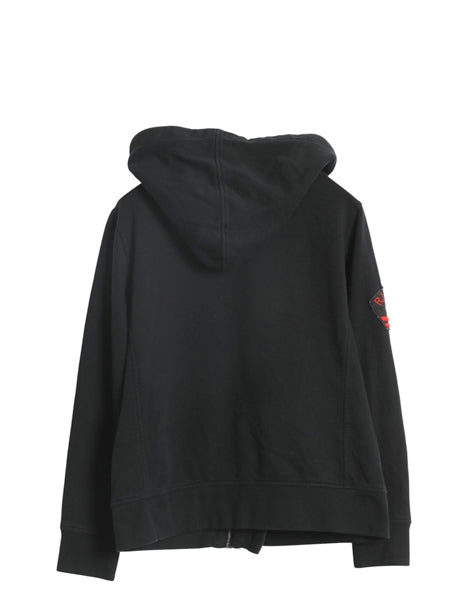 ポロ ラルフローレン フルジップ スウェット フード パーカー レディース M ミリタリー 革ジャン ライダーズ タイプ トレーナー 裏起毛 黒