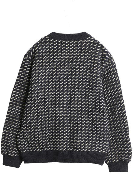 80s ノルウェー製 エルエルビーン バーズアイ ニット セーター レディース L 小さめ S / ヴィンテージ ウール ノルディック ツートン 紺 白