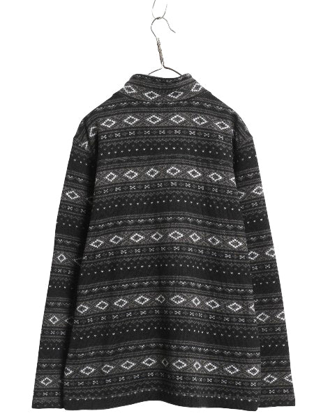 US企画 ノースフェイス セーター フリース ジャケット メンズ XL 古着 プルオーバー ジャンパー ニット ハーフジップ ノルディック 総柄 黒