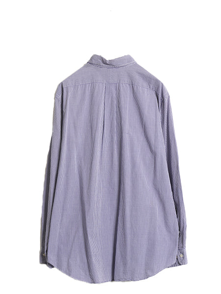 90s ラルフローレン ギンガム チェック 長袖 ボタンダウン シャツ メンズ L / オールド ポロ 長袖シャツ ワイシャツ ワンポイント ツートン