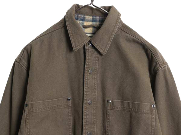 エルエルビーン ダック 長袖 シャツ メンズ M / 古着 長袖シャツ チェック フランネル ライナー付き ジャケット ワーク アウトドア 無地