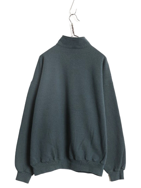 90s USA製 ラッセル ハーフジップ スウェット メンズ XXL / 古着 オールド トレーナー 無地 裏起毛 ワンポイント 大きいサイズ ブランク 緑
