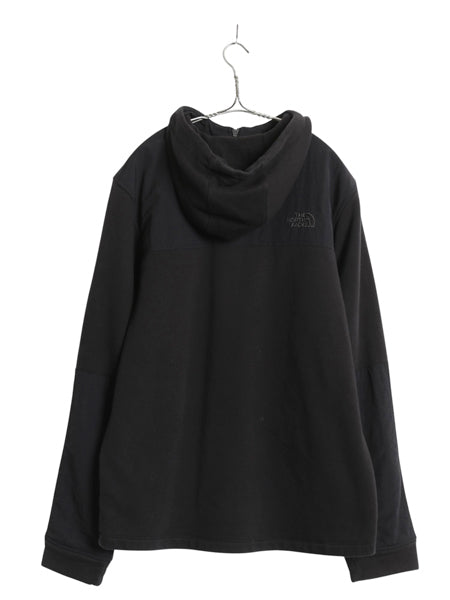 ノースフェイス フルジップ スウェット フード パーカー メンズ L アウトドア トレーナー ジャケット ジャンパー ナイロン 切替 裏起毛 黒