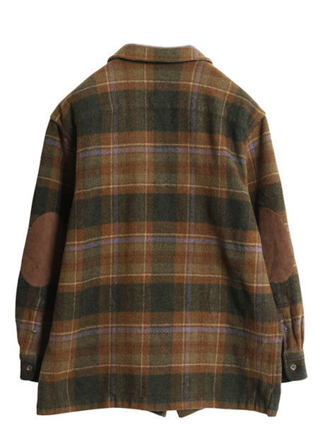 00s ローレン ラルフローレン チェック シャツ ジャケット レディース M ポロ ラム ウール フルジップ 長袖シャツ ボックス エルボーパッチ